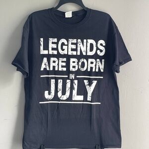 LEGENDS ARE BORN IN JULY MENS T SHIRT BIRTH‎ BORN MONTH SLOGAN NOVELTY L BLACK